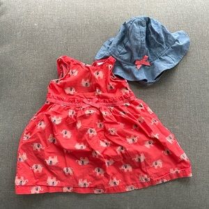 Elephant dress and bucket hat set